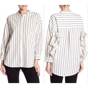 Joie Poin Ruffle Sleeve Button Down